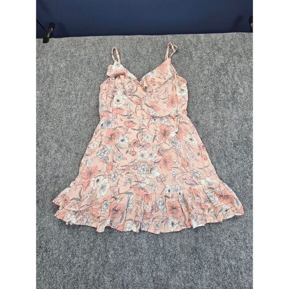 Aeropostale Dresses & Skirts - Aeropostale Womens L Pink Floral Mini Dress Ruffle Hem Cottagecore Summer